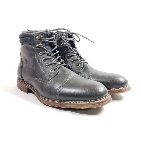 Sonoma Sheldon Mens 10.5 Wide Grey Ankle Boots With Lace-Up Closure & Padded - Picture 2 of 9